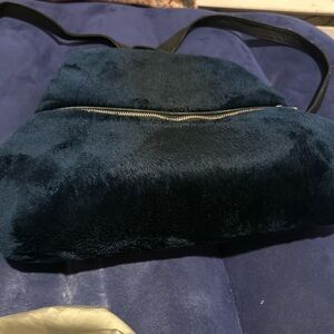 Like New handcrafted Genuine Sheared Fur Bag in blue